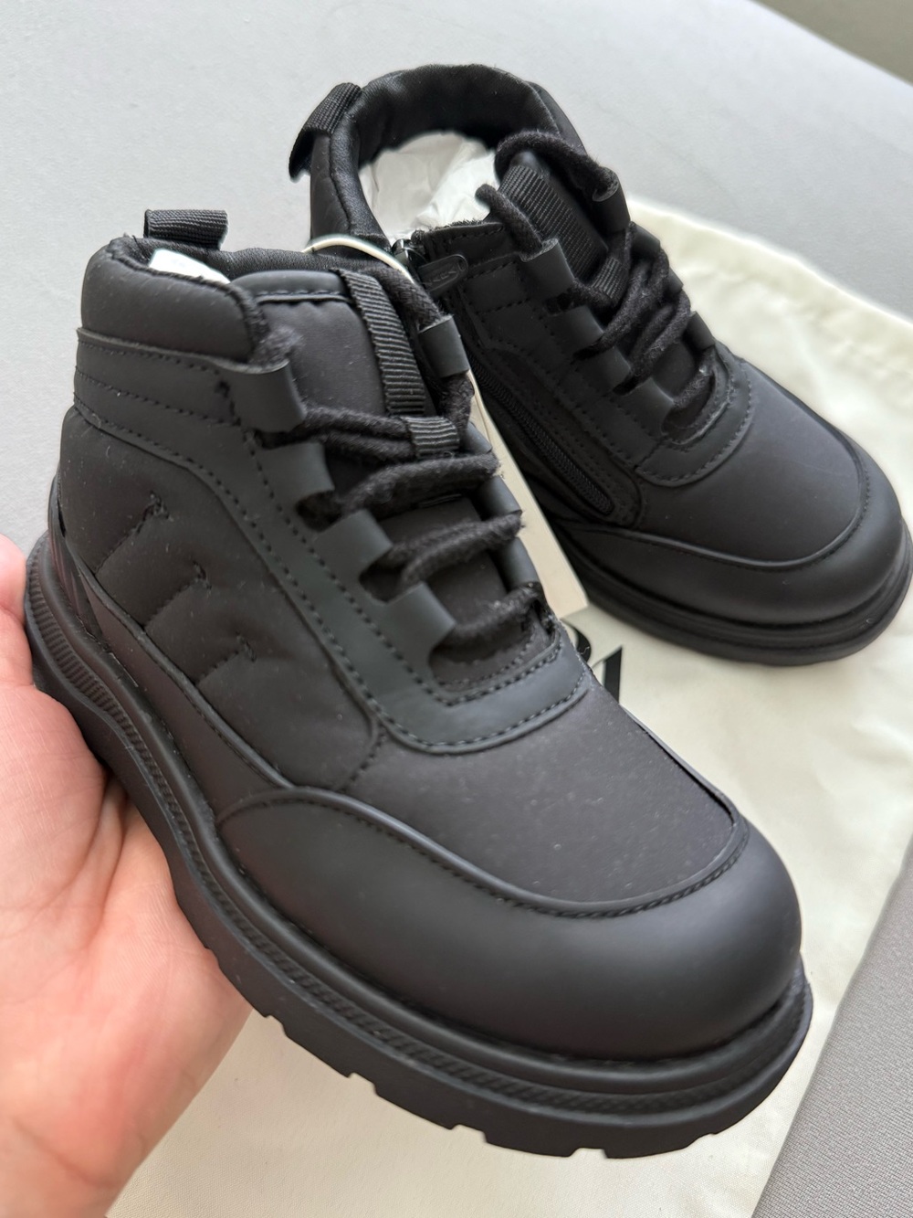 Zara Kids Black High-Top Lace-Up Sneakers